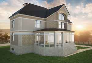 дизайн фасада дома штукатуркой